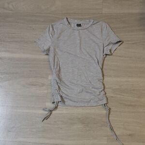 Gray Ruched Side Tie Top